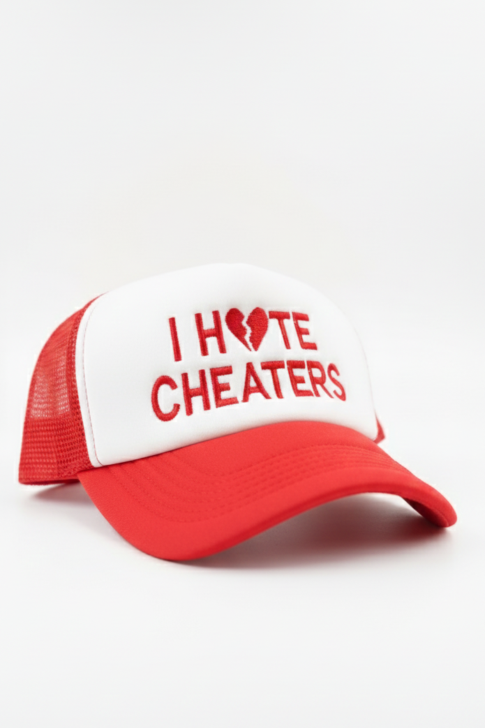 i hate cheaters trucker hat