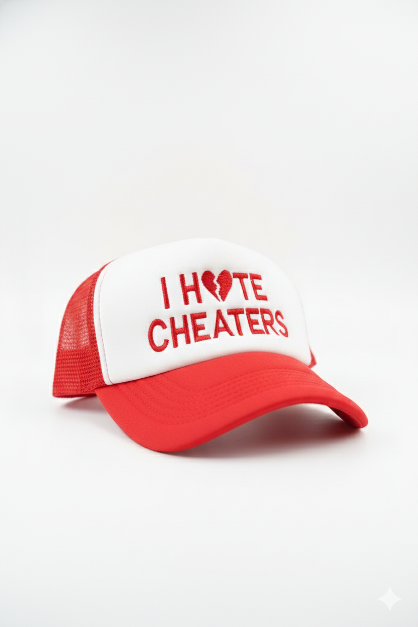 i hate cheaters trucker hat